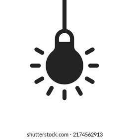 black hanging lightbulb like easy solution icon. simple trend more efficiency logotype graphic web design element isolated on white. concept of aha moment or quizz sign or think outside the box