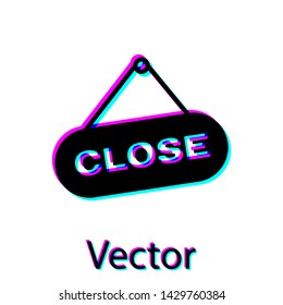 Black Hanging sign with text Close icon isolated on white background. Business theme for cafe or restaurant. Vector Illustration