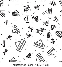 Black Hanging sign with text Close icon isolated seamless pattern on white background. Business theme for cafe or restaurant. Vector Illustration