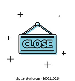 Black Hanging sign with text Closed icon isolated on white background. Business theme for cafe or restaurant.  Vector Illustration
