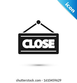 Black Hanging sign with text Closed icon isolated on white background. Business theme for cafe or restaurant.  Vector Illustration