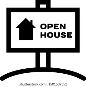 Black Hanging sign with text Open house icon isolated on white background. Signboard with text Open house.  Vector Illustration