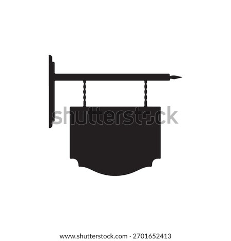Black Hanging signage silhouette vector flat illustration on white background.
