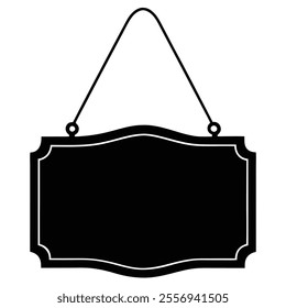 Black hanging wooden notice board vector art illustration