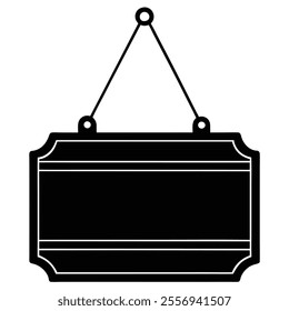 Black hanging wooden notice board vector art illustration