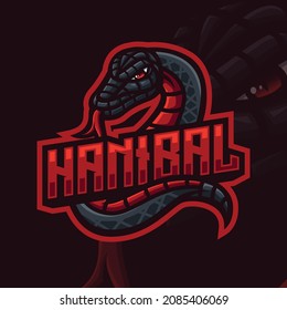 Black Hanibal Viper Snake Mascot Gaming Logo Template