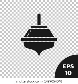 Black Hanukkah dreidel icon isolated on transparent background.  Vector Illustration