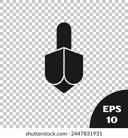Black Hanukkah dreidel icon isolated on transparent background.  Vector