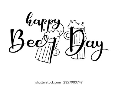 Fragmento de letras del día de la cerveza feliz negro. Vector