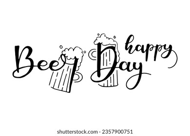 Fragmento de letras del día de la cerveza feliz negro. Vector