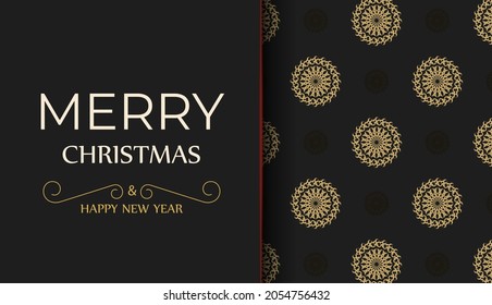 Black happy new year brochure with vintage orange ornament