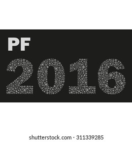 black happy new year pf 2016 from little snowflakes eps10