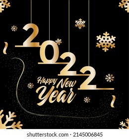 Black happy new year template with golden text Vector
