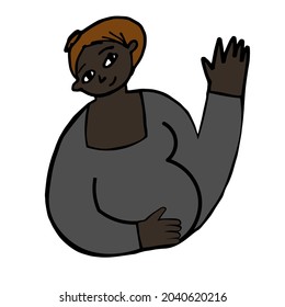 black happy pregnant woman vector illustration. woman expecting for a baby. happy motherhood. prenatal care