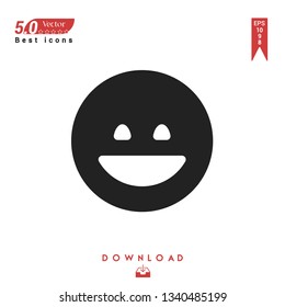 black happy-face icon. happy-face icon vector isolated on white background. Graphic design, material design, 2019 year best selling icons, mobile application, UI / UX design, EPS 10 format vector