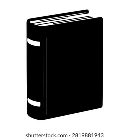 A black hardcover notebook with visible binding and pages, ideal for writing, note-taking, or journaling in various settings.