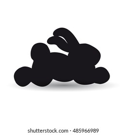  black Hare running on white background