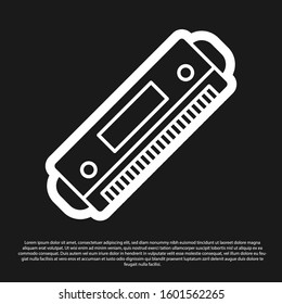 Black Harmonica icon isolated on black background. Musical instrument.  Vector Illustration