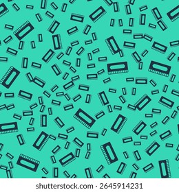 Black Harmonica icon isolated seamless pattern on green background. Musical instrument.  Vector