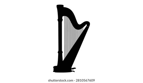 Black harp instrument with vertical strings a detailed silhouette music musical