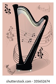 Black Harp on pink background