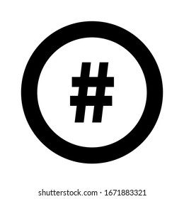 Black Hashtag Icon . Isolated On White Background. Modern Vector Illustration