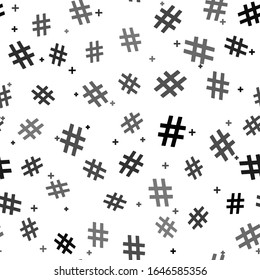 Black Hashtag icon isolated seamless pattern on white background. Social media symbol. Modern UI website navigation.  Vector Illustration