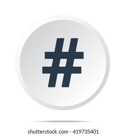 Black Hashtag icon on white web button