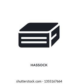 black hassock isolated vector icon. simple element illustration from furniture and household concept vector icons. hassock editable black logo symbol design on white background. can be use for web