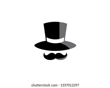 Black hat and big mustache for logo design illustration