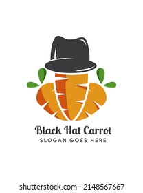 black hat carrot logo template design isolated in white background