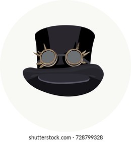 Black hat cylinder steampunk. Vector illustration.