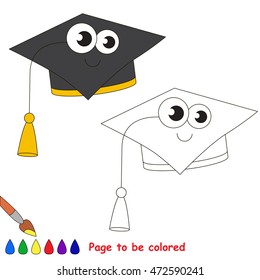 Black hat of easy degree to be colored. Coloring book to educate kids. Learn colors. Visual educational game. Simple level. Coloring pages.