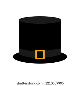 Black hat with a gold buckle on  white background