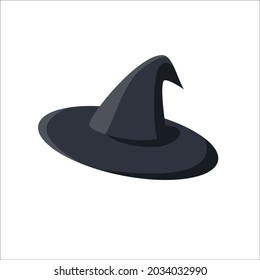 Un sombrero negro para Halloween con fondo blanco. Un sombrero para una bruja o un mago. Sombrero mágico. EPS 10.