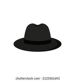 Schwarzer Hut Fedora. Vektorgrafik.