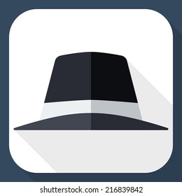 Black hat icon with long shadow