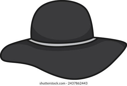Black hat icon in monochrome style isolated on white background. Hats symbol stock vector illustration.