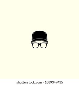 
The Black Hat Illustration Icon with glasses