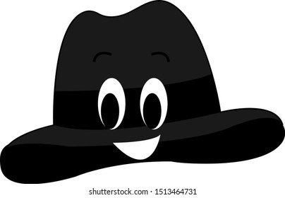 Black hat, illustration, vector on white background.