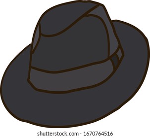 Black hat, illustration, vector on white background.