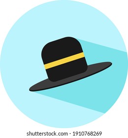 Black hat, illustration, vector on a white background.