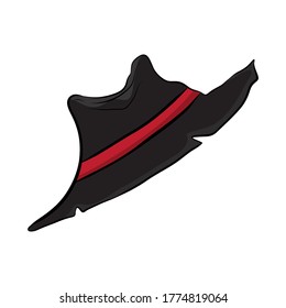 black hat, isolated illustration on white background