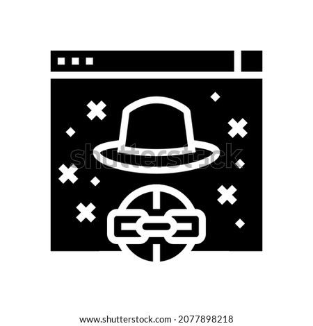 black hat link glyph icon vector. black hat link sign. isolated contour symbol black illustration