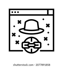 Black Hat Link Line Icon Vector. Black Hat Link Sign. Isolated Contour Symbol Black Illustration