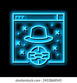 Black Hat Link Neon Lichtzeichen Vektorgrafik. Black Hat Link Illustration