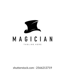 black hat magician logo simple design illustration template typical appearance of magician with hat