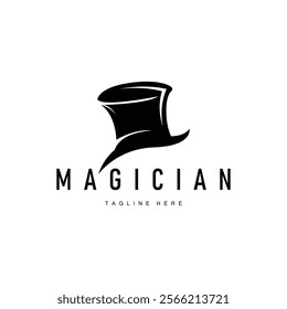 black hat magician logo simple design illustration template typical appearance of magician with hat