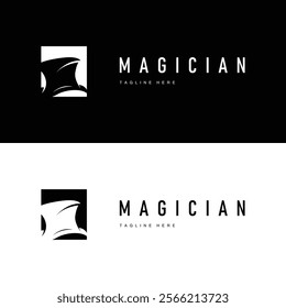 black hat magician logo simple design illustration template typical appearance of magician with hat