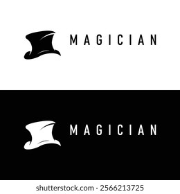 black hat magician logo simple design illustration template typical appearance of magician with hat